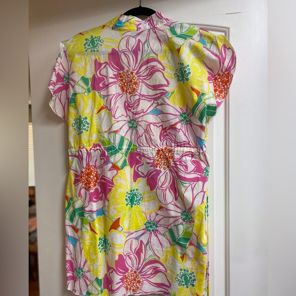 LILLY PULITZER FLORAL V NECK SHORT SLEEVE BEACH COVER UP SIZE LARGE - Picture 7 of 7
